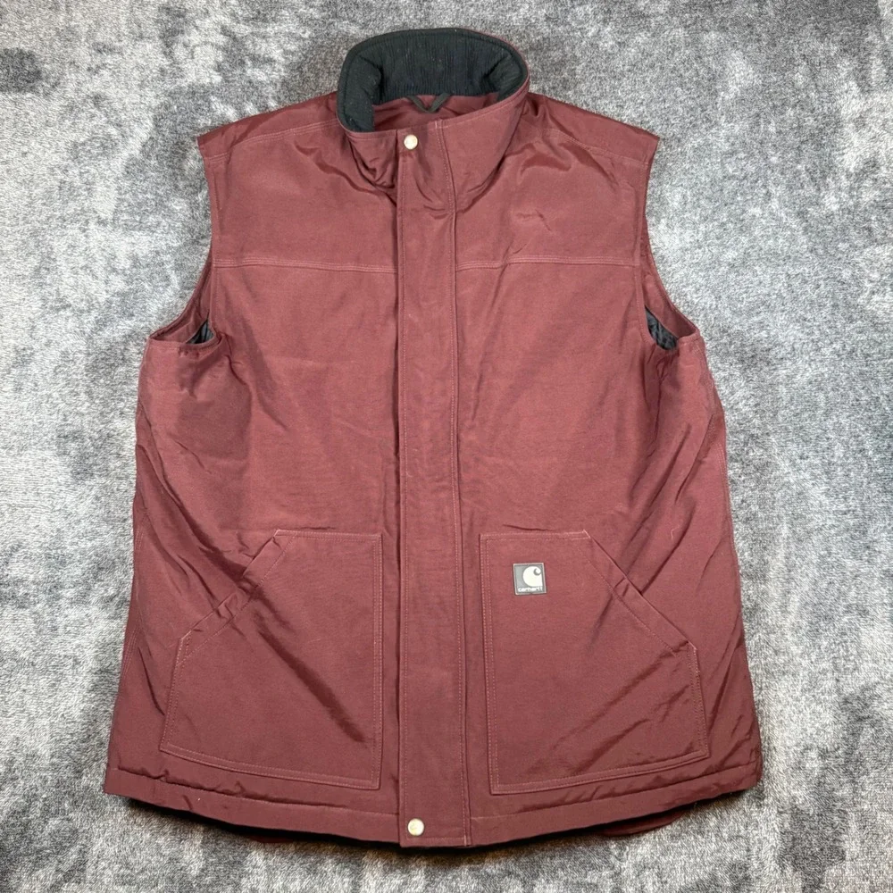 Carhartt V27 RDW Nylon Quilted Work Vest Redwood Mens XL Tall V27RDW